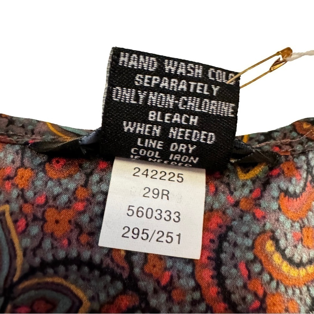 Moda International Women's Multicolor Paisley Blouse Top Shirt Size Small Silk - Picture 5 of 13